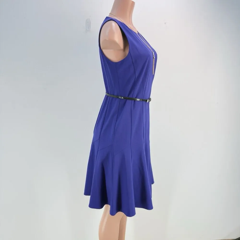 Calvin Klein Blue Dress Full Skirt Fit & Flare Party Sz 8 NWT - Picture 4 of 17